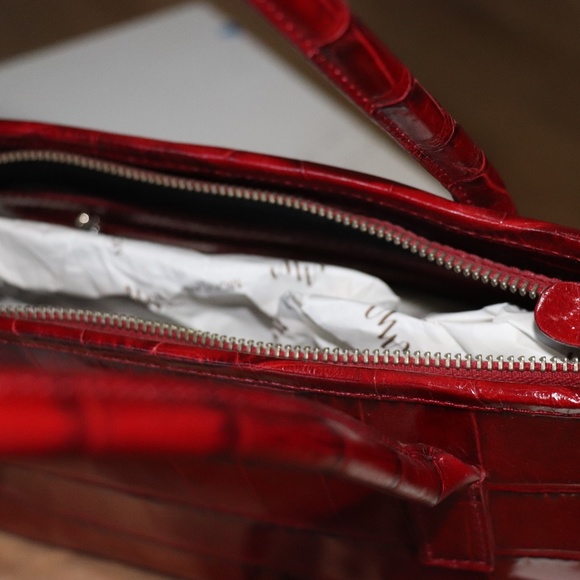 Monsac Handbag Red (blue hue) Alligator Embossed Leather - Picture 7 of 9